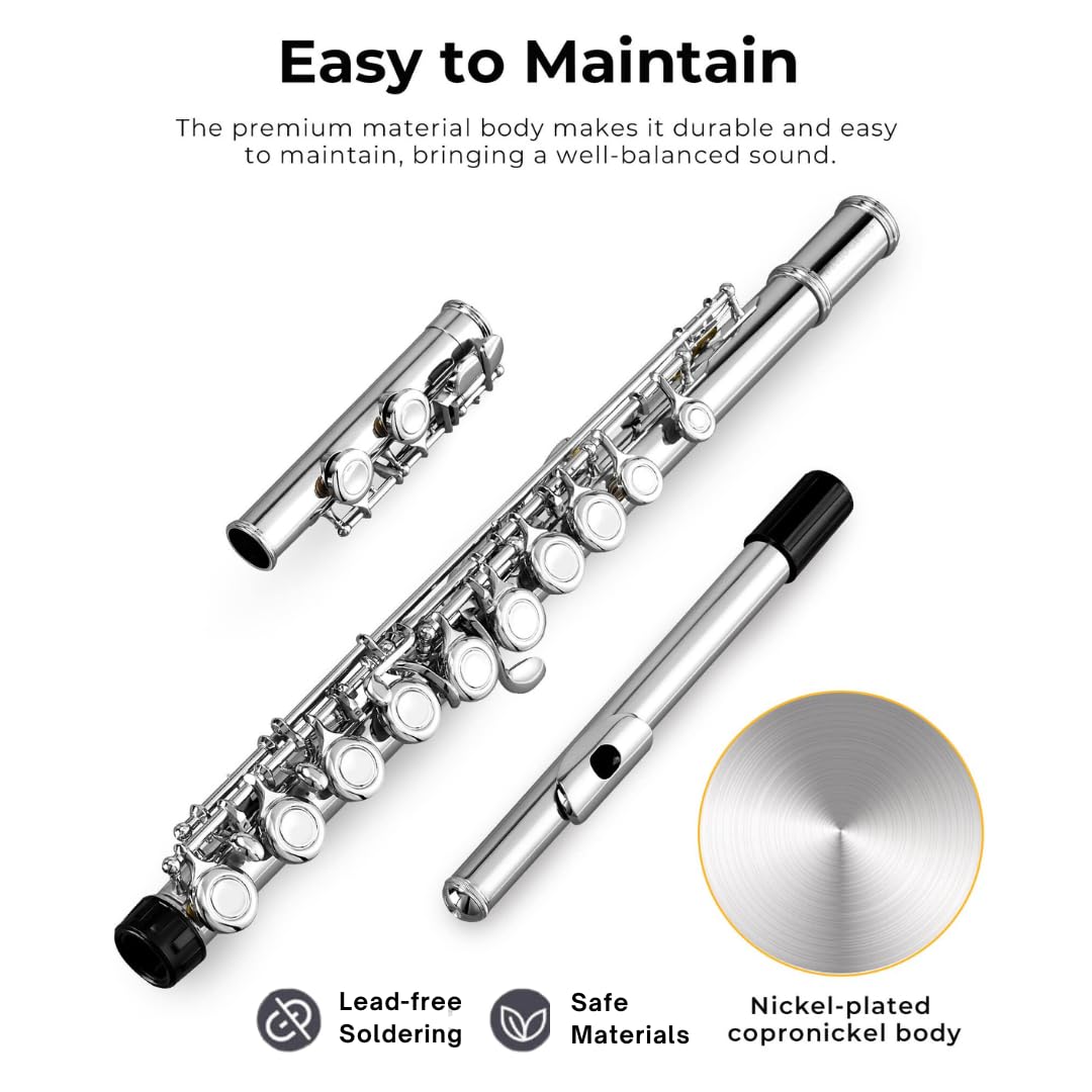 Amazon.com: MeloCrest Nickel Plated Closed Hole Flute for Beginner